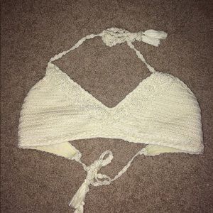 Crochet scoop neck bikini top